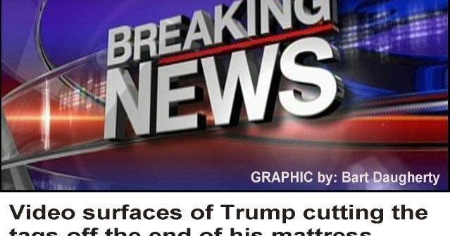 breaking news trump cuts tags off mattress funny meme