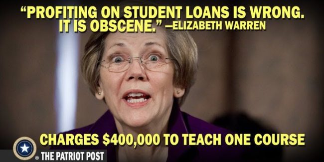 elizabeth warren charges $400,000 to teach one course