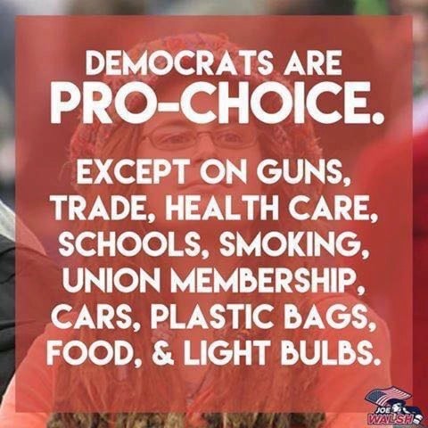 democrats are pro-choice except on guns, trade, health care