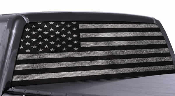 american flag black and white window decal