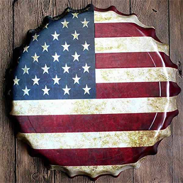american flag bottle cap wall decoration