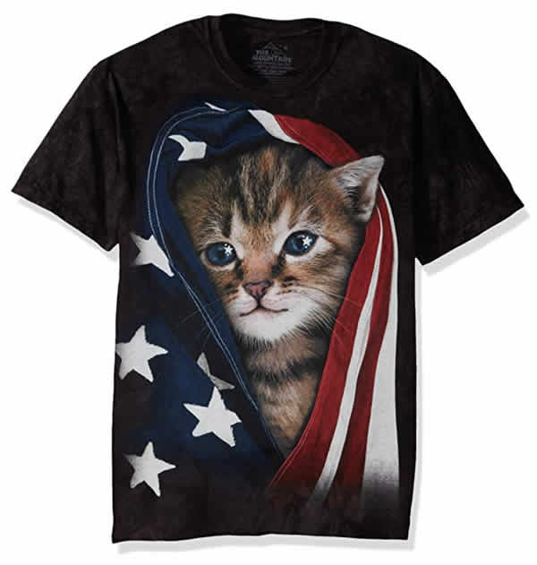cat and american flag t-shirt cat lady t-shirts