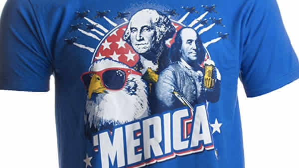 funny america t-shirt bald eagle ben franklin george washington