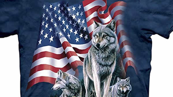 wolf american flag t-shirt