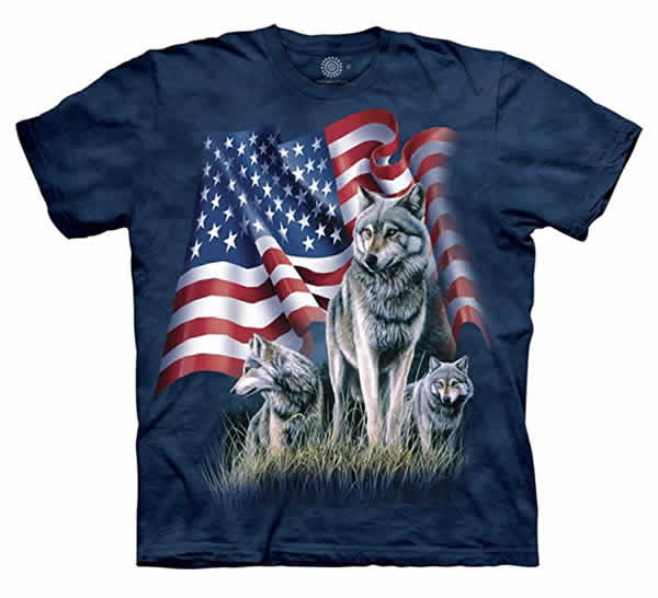 wolf american flag t-shirt