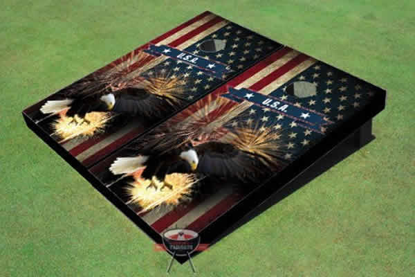 american flag bald eagle cornhole game
