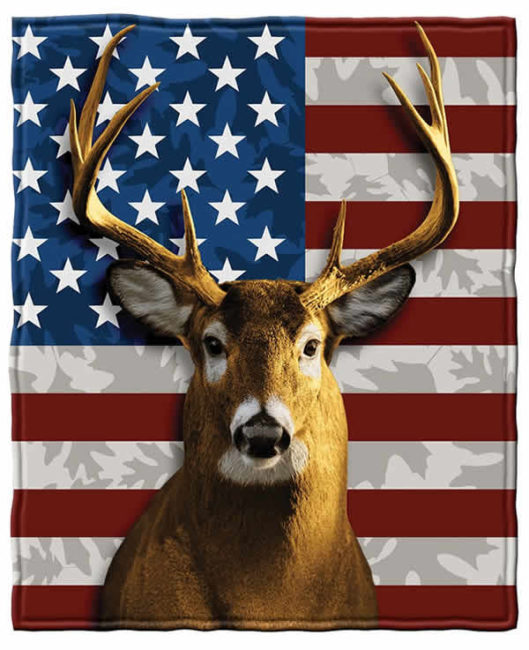 american flag white tail deer blanket