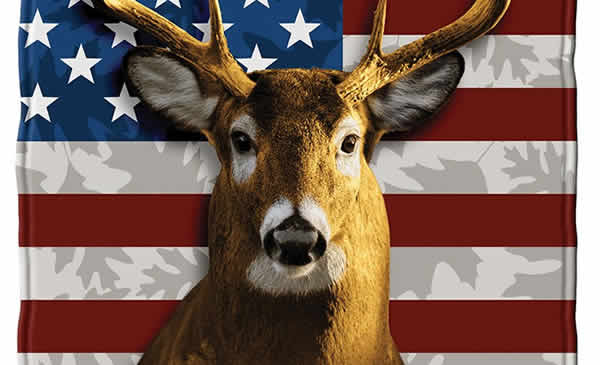 american flag white tail deer blanket