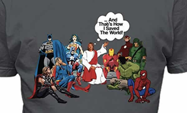 funny christian t-shirt superhero jesus and that's how I saved the world