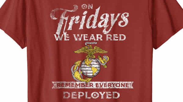On Fridays we wear red remember everyone deployed t-shirt
