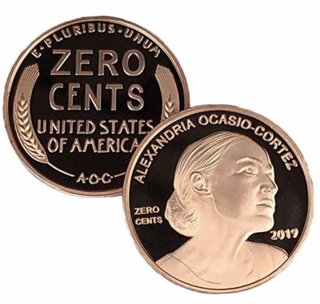 zero cents coin zero cents penny aoc alexandria ocasio cortez funny gift collectible coin