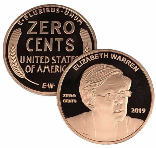 zero cents coin zero cents penny elizabeth warren funny gift collectible coin